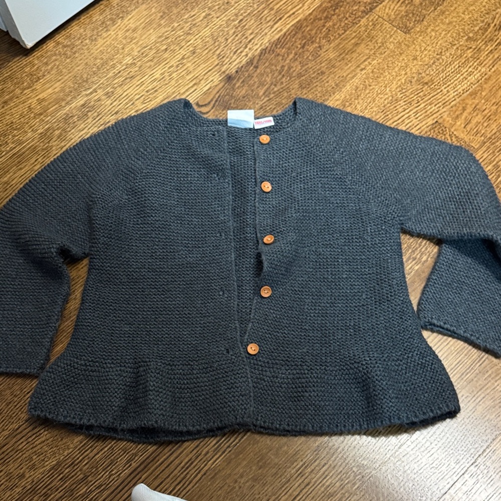 Zara Charcoal Knit Cardigan with Amber Buttons